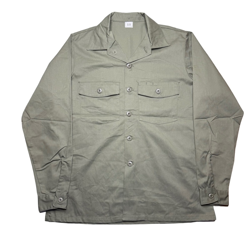 Vintage US Army military issue‎ green cotton button shirt 16 1/2 x 36